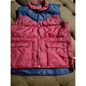 VINTAGE Down Designs L Fowl Down Puffer Burgundy Vest Mens Kmart 80s Michigan
